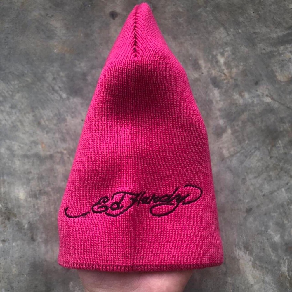 Don Ed Hardy Embellished & Embroidered Japanese Women Beanie - Hot Pink - Picture 3 of 4